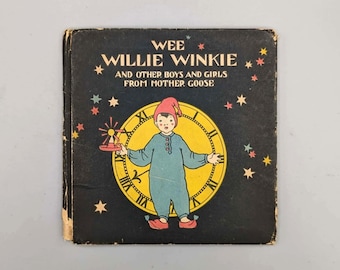 Berta en Elmer Hader, Wee Willie Winkie, en anderen van Mother Goose, Vintage geïllustreerd MacMillan Happy Hour kinderboek (1927)