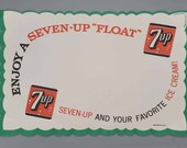 Vintage Die Cut Paper Placemat, 7 Up Ice Cream Float (1950 39 s)