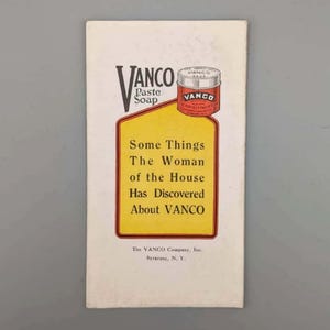 Vanco Paste Soap, Vintage Illustrated Advertising Brochure (1930&#39;s)