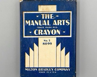 Milton Bradley Co., The Manual Arts Crayon, No. 2/8099, Vintage Full & Unused Box of Art Crayons (1920's)