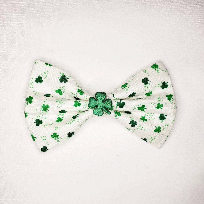Tiny Shamrocks St Patrick's Day Dog Bow Tie St Patrick's Day Cat Bow Tie St Patrick's Day Pet Bow Tie image 1