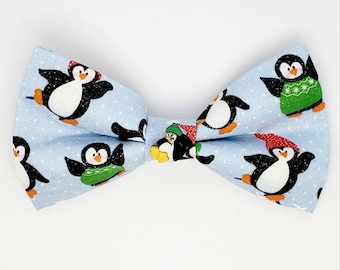 Christmas Cat Bow Tie - Christmas Dog Bow Tie - Penguin Dog Bow Tie - Penguin Cat Bow Tie