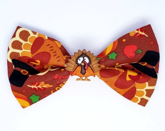 Gobble Till You Wobble - Thanksgiving Dog Bow Tie - Thanksgiving Cat Bow Tie - Thanksgiving Hair Bow - Thanksgiving Collar Bow - Turkey Bow