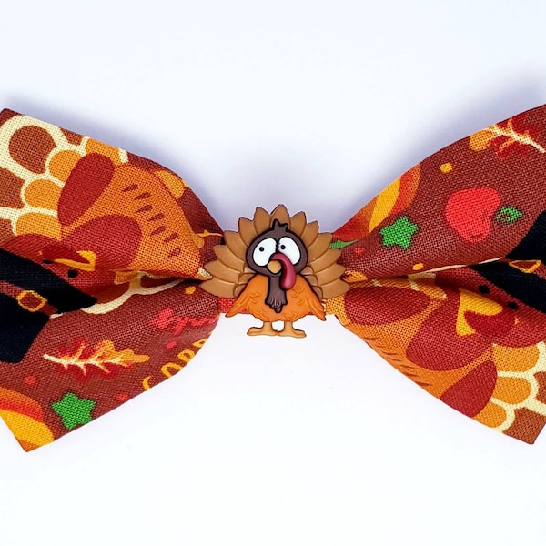 Gobble Till You Wobble - Thanksgiving Dog Bow Tie - Thanksgiving Cat Bow Tie - Thanksgiving Hair Bow - Thanksgiving Collar Bow - Turkey Bow