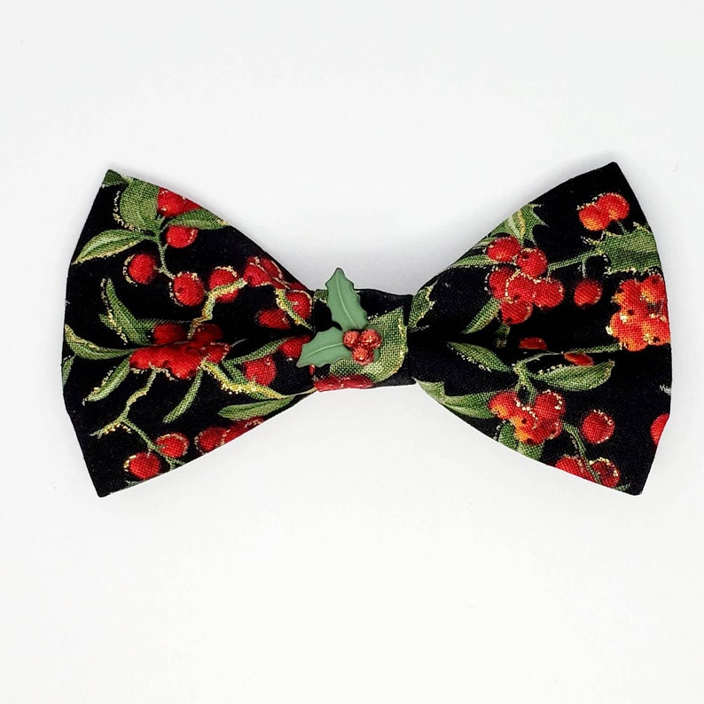 Christmas Dog Bow Tie Christmas Cat Bow Tie Christmas Holly Dog Bow Tie Christmas Holly Cat Bow Tie image 1