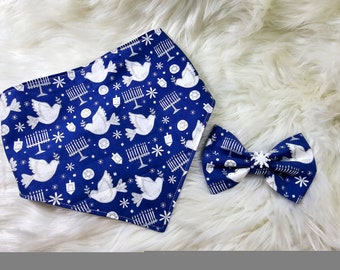 Hanukkah Dog Bow - Hanukkah  Dog Bandana - Hanukkah Cat Bow - Hanukkah Scrunchie - Hanukkah Pet Bow Tie - Hanukkah Bandana - Hanukkah Pet