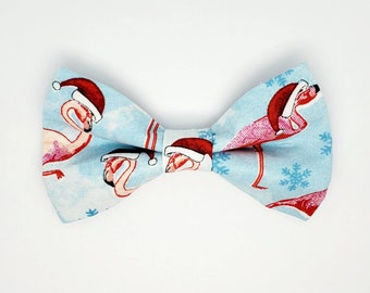 Christmas Flamingos - Christmas Dog Bow Tie - Christmas Cat Bow Tie - Flamingo Dog Bow - Christmas Collar Bow Christmas Bow - Flamingo Bow