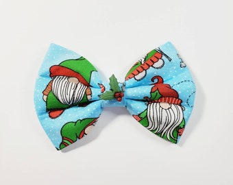 Merry Gnomes - Gnome Dog Bow Tie - Gnome Cat Bow Tie - Gnome Collar Bow - Christmas Collar Bow - Christmas Dog Bow Tie - Christmas Cat Bow