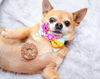 Donut Dog Bow Tie - Donut Cat Bow Tie - Donut Pet Bow Tie - Donut Collar Bow - Cute Dog Bow Tie - Cute Pet Bow Tie - "Donut Worry Be Happy"