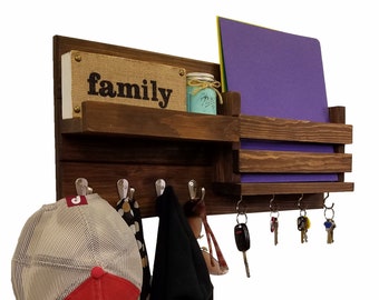 Organize Your Entryway in Cottagecore Style: Restyled Organizer with Mail Holder, Display Shelf, Coat Hooks, and Key Rack - Custom Colors