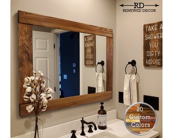 Wood Bathroom Mirror Etsy