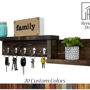 Customizable Allen Street Floating Shelf and Entryway Organizer with Key Rack - Modern Farmhouse Decor for Home or Office