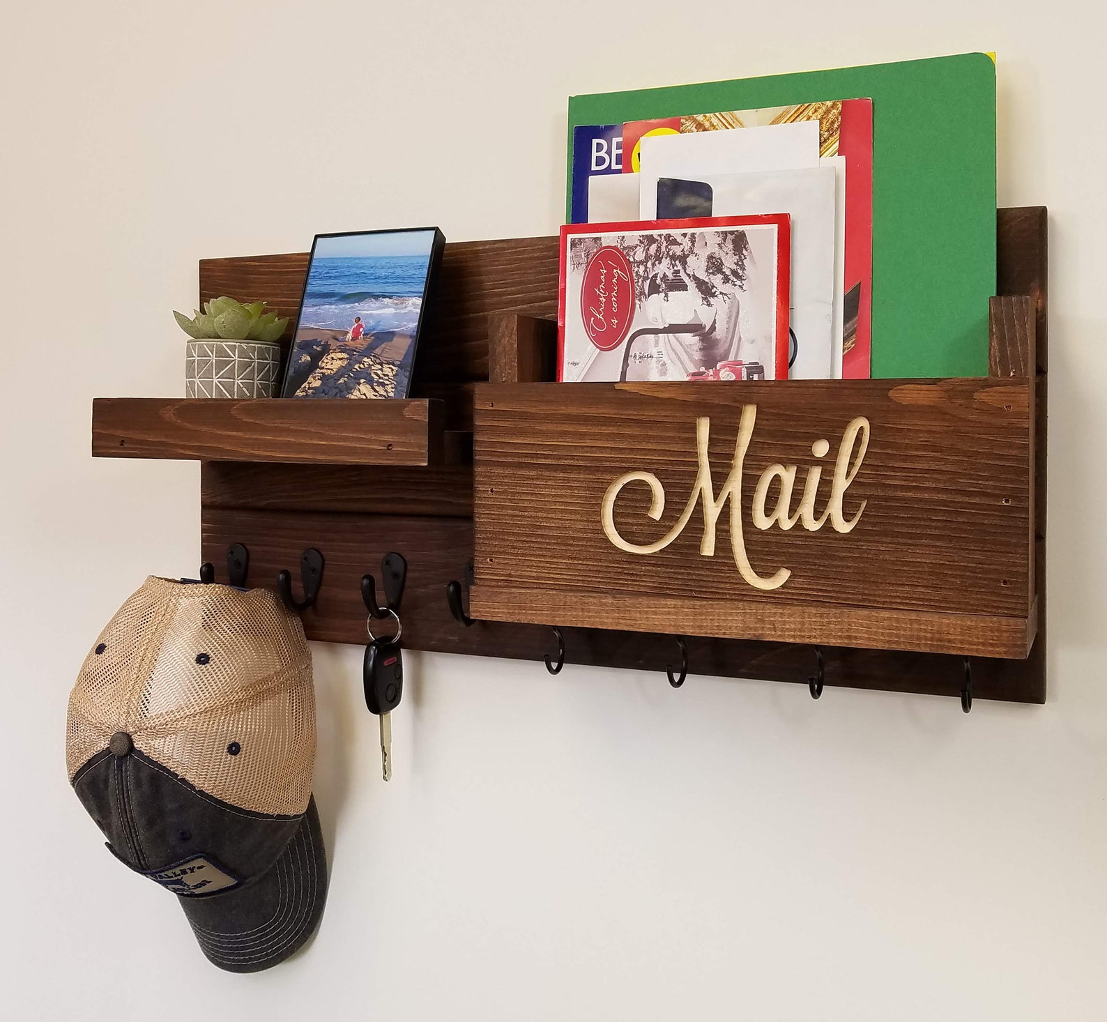Carved Text Mail Bin Restyled Farmhouse Mail Organizer With Etsy