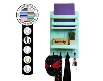 Organize and Decorate with Harvest Entryway Trio: Mail Organizer, Wall Shelf Unit, and Hooks - Custom Colors