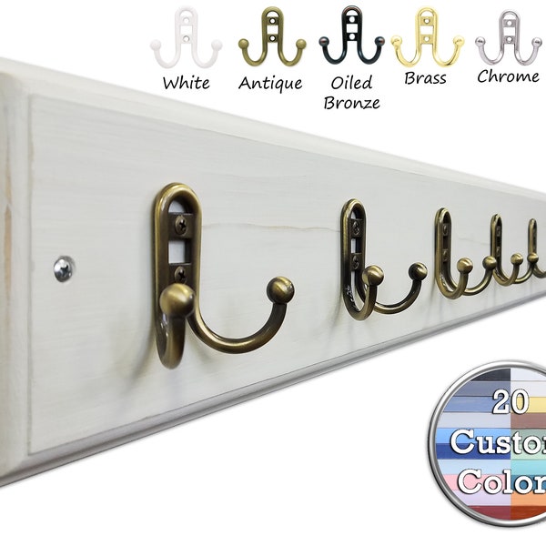 Countryside Double Utility Hook Rack - 20 Paint Colors - Clothing Hook, Towel Rack, Coat Hook, Hat Hook, Entryway Hook, Wall Mount Coat Rack