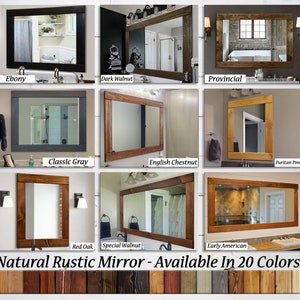 Natural rustic framed mirror custom stain color