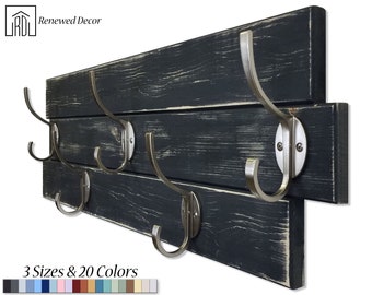 American Farmhouse Wood Wall Hook Rack - 20 Paint Colors - Coat Rack, Hat Rack, Clothing Rack, Entryway Hooks, Coat Hooks, Rustic Home Decor