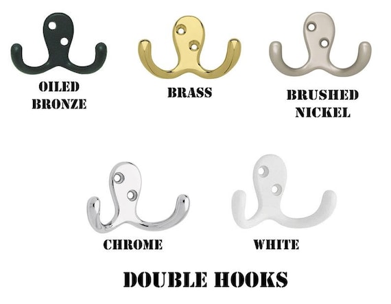 Double Prong Coat Hook Available in 5 Finishes Wall Hook Towel Hook Purse  Hook Key Hook Hat Hook Bathroom Hook Nursey Hooks 