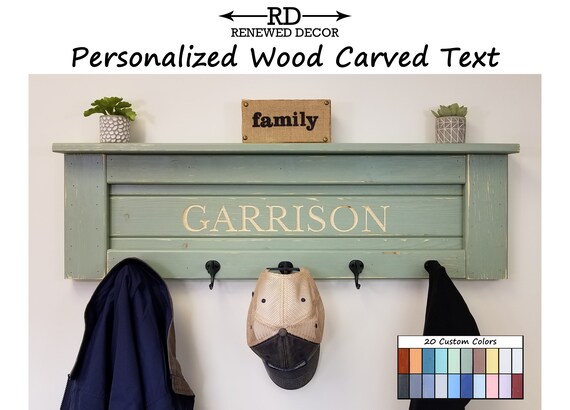 Carved Lettering Chapel Hill Shelf and Wall Hooks 20 Paint Colors