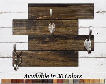 Cabin Wall Mounted Coat Rack - 20 Stain Colors - Entryway Storage, Towel Hooks, Rustic Home Decor, Office Decor, Leash Hook, Hat Hook, Home