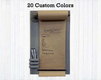 Rydal Wooden Memo Paper Roll Holder, 20 Stain Colors - Grocery List Pad or Note Board, Family Message Board, Rustic Farmhouse Wall Decor