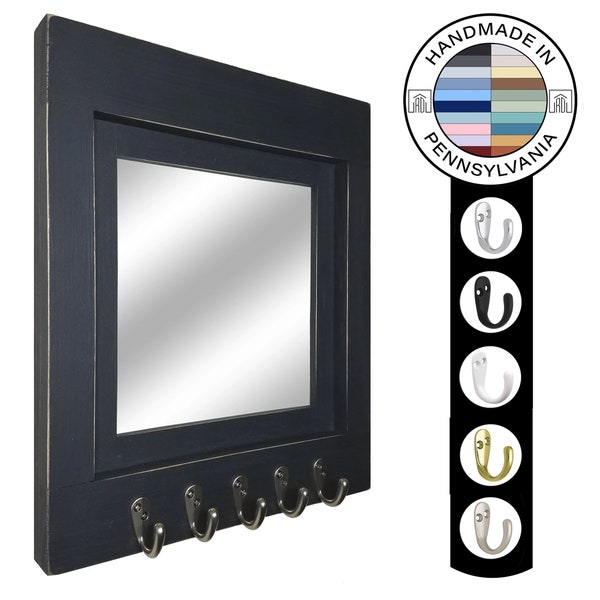 Organize in Style with Quakertown Entryway Mirror and Key Rack - Custom Colors to Match Your Decor