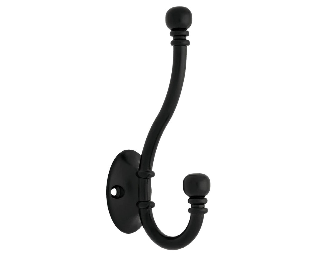 Contemporary Black Finish Hatboro Hook With Ball End Design, Coat Hook