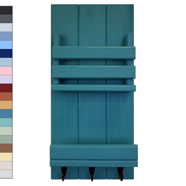 Bradford Vertical Wall Organizer, 20 Paint Colors - Wall Organizer, Key Hook, Entryway Organizer, Rustic Wood, Home Organizer, Home Office