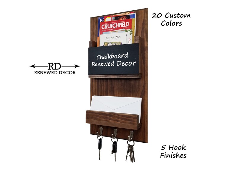 Urban Mail Organizer Memo Chalkboard Shelf Wall Hooks Mail Etsy