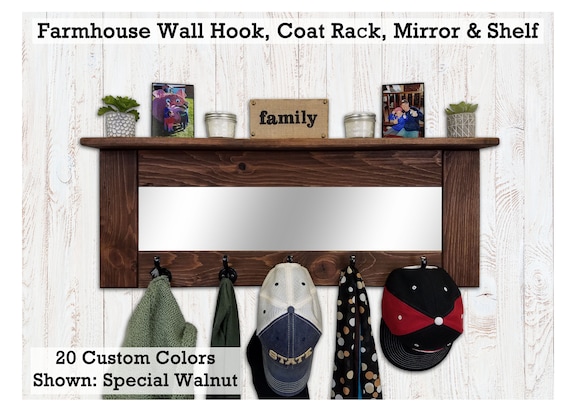 Buy TERRA HOME Coat Hanger Wall - Hat Rack for Caps, Coats, Purse - Wall  Coat Rack with 8 Hooks - Baseball Hat Rack for Wall Modern Storage - Dog  Leash Holder