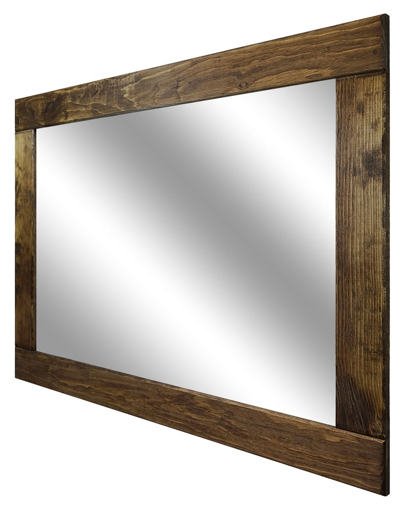 Natural Rustic Wood Framed Mirror, 20 Stain Colors, Provincial Rustic Reclaimed Styled Wood, Farmhouse Decor, Bathroom Vanity Wall Mirror image 4