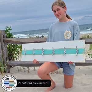 Cape May Boat Cleat Coat Rack, Dock Cleat Towel Rack, Nautical Towel Rack, Hat Rack, Book Bag Rack, Key Rack, Bright White and Sea Blue