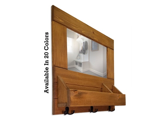 York Farmhouse Entryway Mirror Wall Cubby Organizer With Hooks Etsy