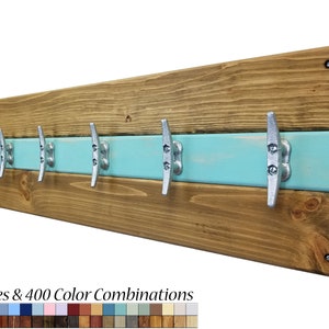 Cape May Boat Cleat Wall Hooks - 20 Stain Colors & 20 Accent Paint Colors - Beach Towel Hook, Coat Rack, Nautical Home Decor - Lake House