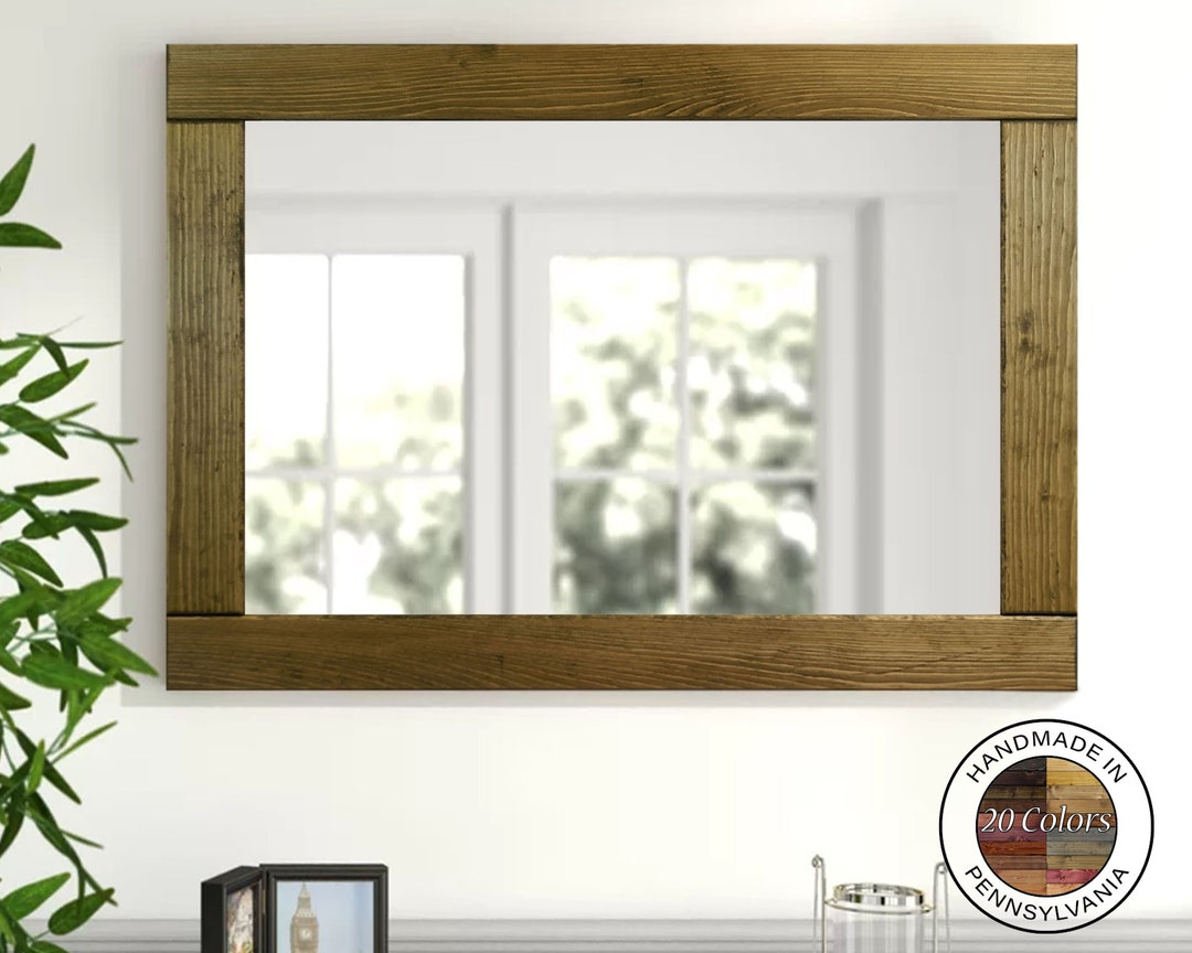 Natural Rustic Wood Framed Mirror, 20 Stain Colors, Driftwood Rustic ...