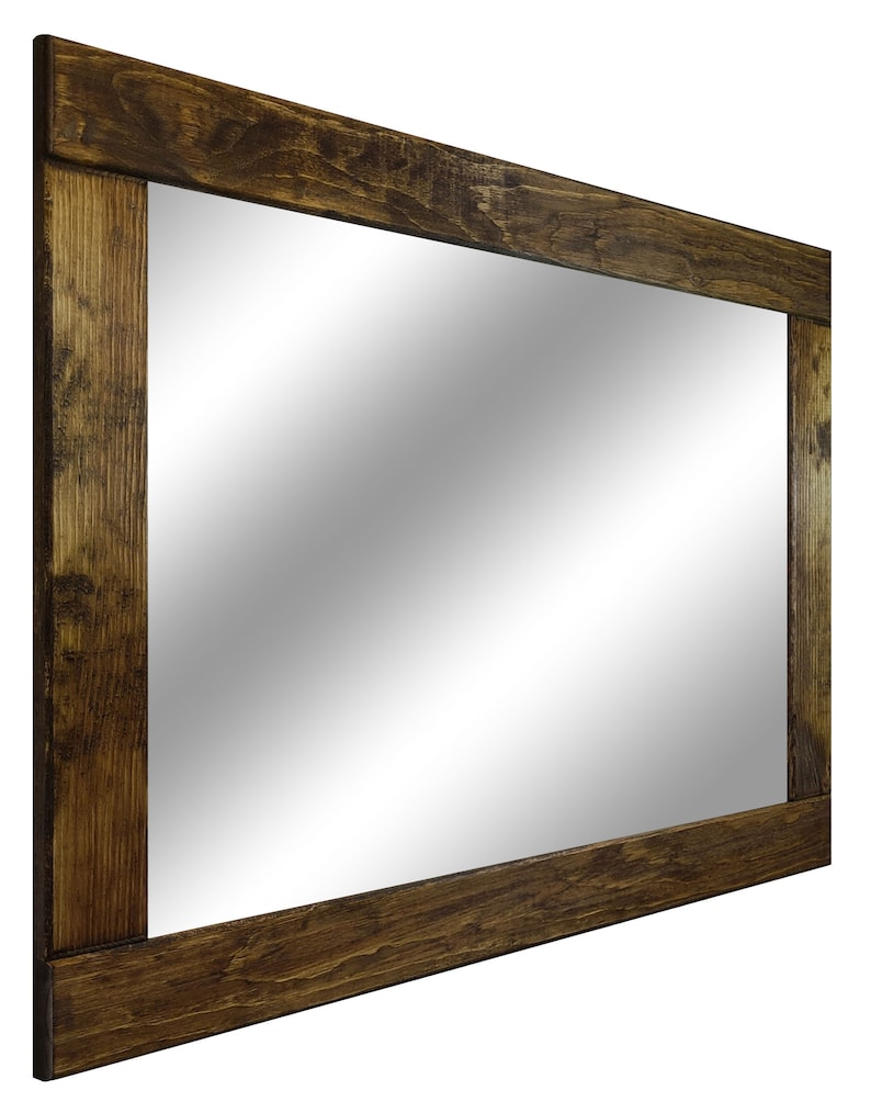 Natural Rustic Wood Framed Mirror, 20 Stain Colors, Provincial Rustic Reclaimed Styled Wood, Farmhouse Decor, Bathroom Vanity Wall Mirror image 6