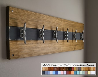 Cape May Boat Cleat Wall Hooks - 20 Stain Colors & 20 Accent Paint Colors - Clothing Hook, Towel Rack, Nautical Home Decor - Coat Hooks