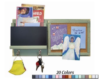 Stay Organized with our Foxchase Entryway Organizer - Mail Holder, Dry Erase Board, Corkboard & Hooks - Available in 20 Colors