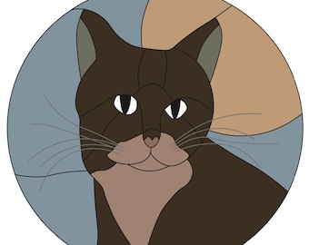 Patrón de gato en vitral
