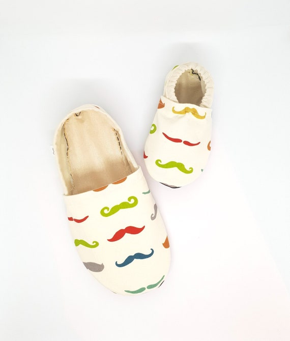 Moustache Women S Slippers With Soles Travel Slippers Etsy