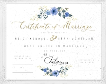 marriage certificate etsy