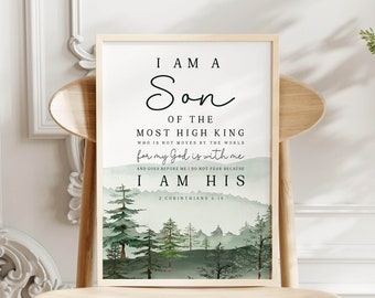 i am the son of a king print 2 Corinthians 6:18 Scripture Wall art Men Bible verse wall art modern scripture baby boy nursery art print