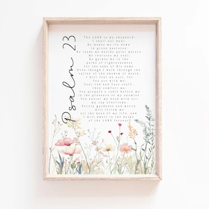 Psalm 23 The Lord is My shepherd Bible Verse Wall Art Print Christian Psalm Print Minimalist Modern Scripture Printable Baptism Gift Nursery