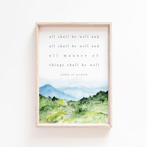 Julian of Norwich Quote Print: All Shall Be Well, Scripture Wall Art (Digital Download)