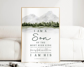 i am the son of a king print 2 Corinthians 6:18 Scripture Wall art Men Bible verse wall art modern scripture baby boy nursery art print