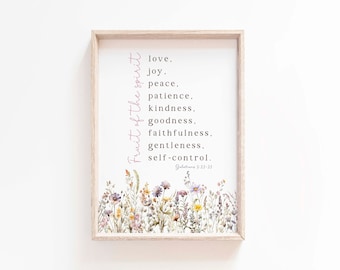Fruit of the Spirit Wall Art Printable Sign Galatians 5 22 Bible Verse Print Wall Art Farmhouse Nursery Baptism gift Scripture printable