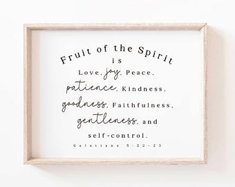 Fruit of the Spirit Wall Art Printable Fruit of the Spirit Galatians 5:22 Bible Verse wall art print Minimalist Scripture printable baptism