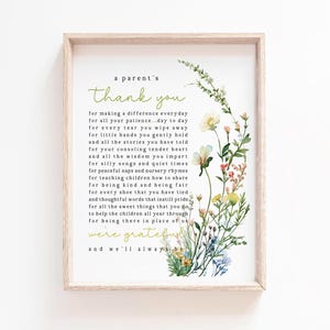 Un regalo imprimible de agradecimiento para padres, maestros de guardería, enseñanza, arte de pared para el Día del Maestro, carta de agradecimiento para maestros, regalo de fin de año