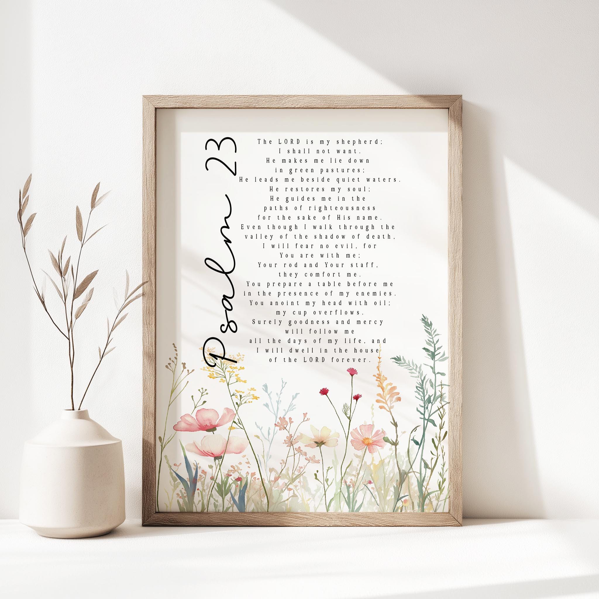 Psalm 23 the Lord is My Shepherd Bible Verse Wall Art Print Christian ...
