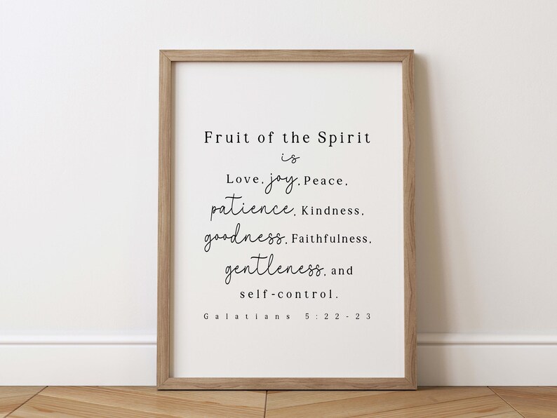 Fruit of the Spirit Wall Art Printable Sign Galatians 5:22 Bible Verse ...